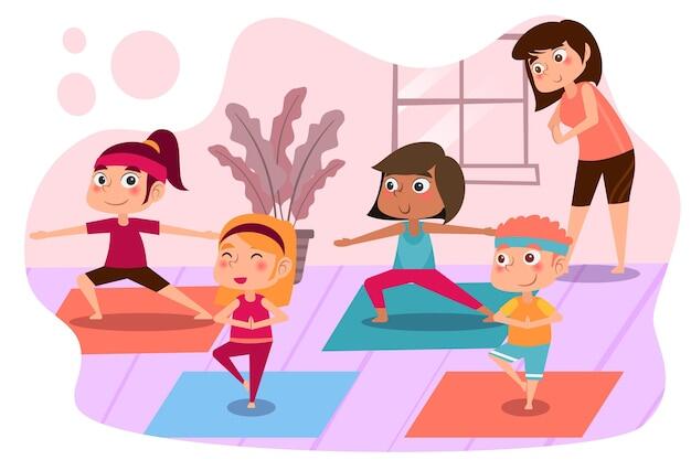 Free Vector | Cartoon illustration of children in physical education class