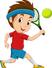 Premium Vector | Cartoon little boy playing tennis