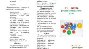 Консультація для батьків "Су -Джок розвиває мовлення діток" (буклет)