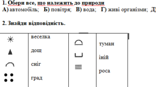 Семестрова Діагностична робота з курсу «  Я досліджую світ» № 4