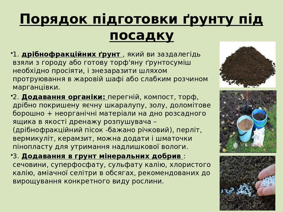 Підготовка ґрунту до посіву насіння | Презентація. Екологія