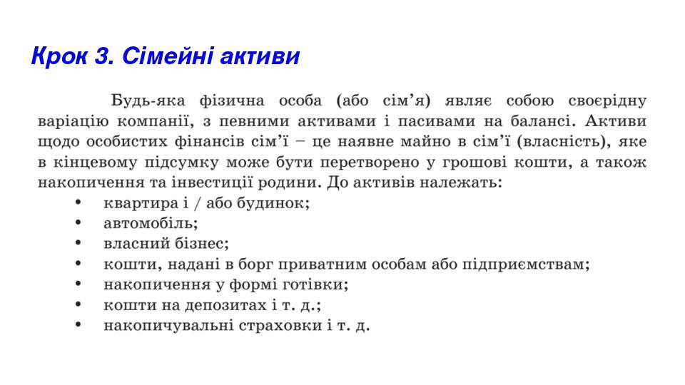 Крок 3. Сімейні активи