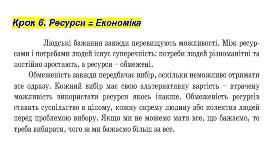 Крок 6. Ресурси = Економіка