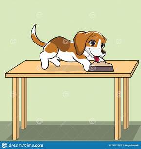 Little Dog Eating on the Table Vector Stock Vector - Illustration of eating, playing: 180517937