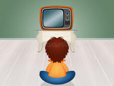 Child in Front the Television Stock Illustration - Illustration of joyful, sitting: 78756784