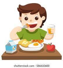 Little Boy Happy Eat Breakfast Morning Stock Vector (Royalty Free) 586610600 | Shutterstock