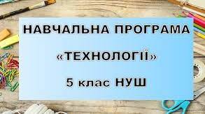 Навчальна програма   «ТЕХНОЛОГІЙ» НУШ 5 клас  Ходзицької І.Ю. для хлопців