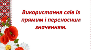Презентація на тему"Використання слів із прямим і переносним значенням"