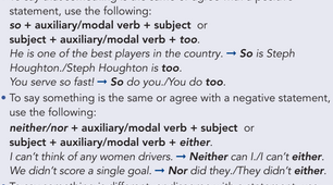 2.6 Use of English: so, too, neither/nor, not either