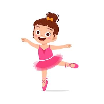 Premium Vector | Little girl wear beautiful ballerina costume and dance