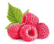 Picture Foliage Pink color Raspberry Food Closeup White background