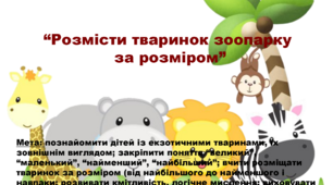 "Розмісти тваринок зоопарку за розміром"