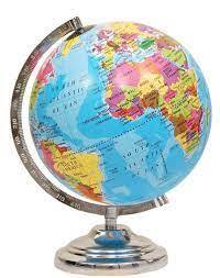 GeoKraft Globe Educational Globe 10 inches height and 8 Inches diameter Rotating World Globe with Steel Finish Arc and Base / World Globe / Home Decor /Office Decor / Gift Item (Blue) :