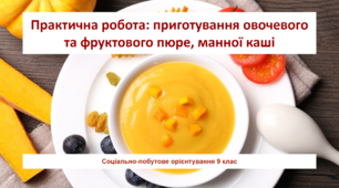Практична робота: приготування овочевого та фруктового пюре, манної каші. Соціально-побутове орієнтування 9 клас (СПО)