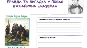 Робоча картка із зарубіжної літератури для 9 класу до уроку "Правда і вигадка в поемі Дж. Байрона"Мазепа""