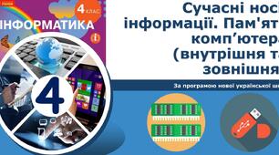 4 клас Сучасні носії інформації. Пам'ять комп’ютера (внутрішня та зовнішня)