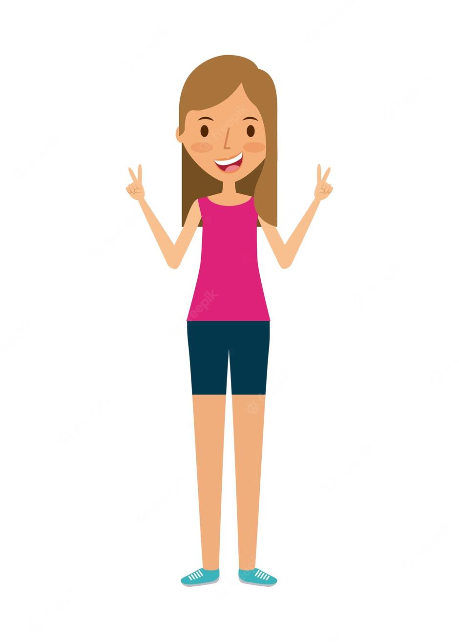 Premium Vector | Happy young woman cartoon icon