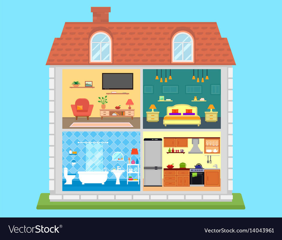 Family home in cut Royalty Free Vector Image - VectorStock