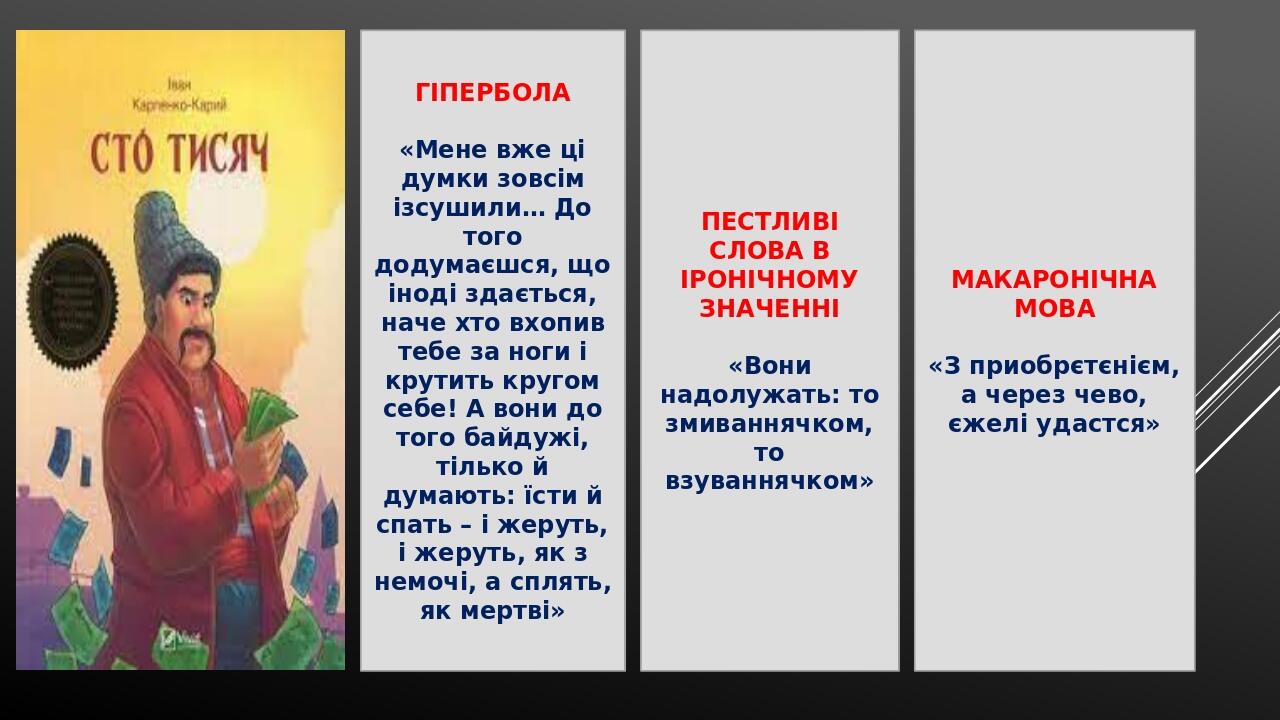 ГІПЕРБОЛА «Мене вже ці думки зовсім ізсушили… До того додумаєшся, що іноді здається, наче хто вхопив тебе за ноги і крутить кругом себе! А вони до ...
