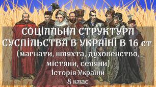 Соціальна структура суспільства в XVI столітті
