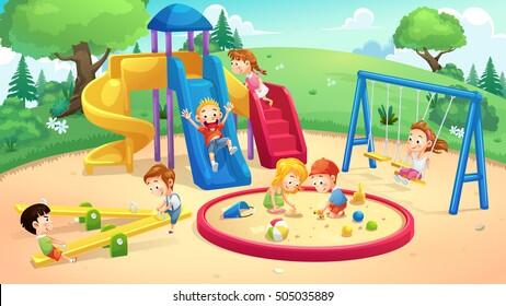Park Playground Cartoon Vector Art Illustration Stock Vector (Royalty Free) 505035889 | Shutterstock