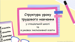 Презентація "Структура уроку трудового навчання у спеціальній школі та в умовах інклюзивної освіти"