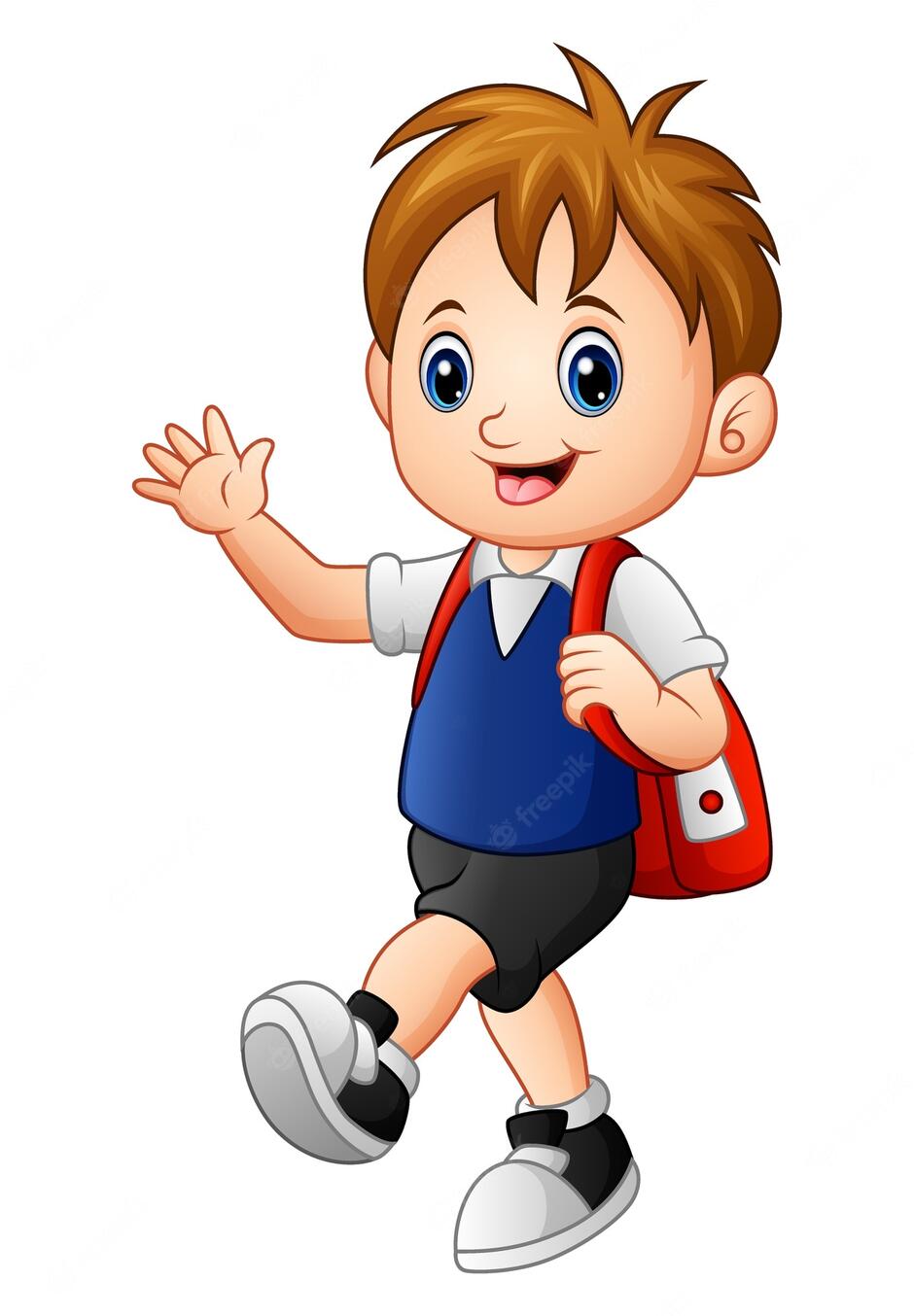 Premium Vector | A cute school boy cartoon go to school