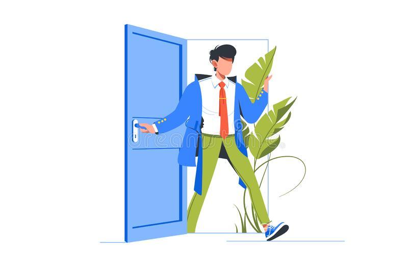 Man Come Back Home after Hard Work Day Stock Vector - Illustration of people, client: 162418403