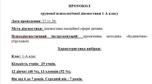 Протокол методики "Будиночки" (Орєхової)