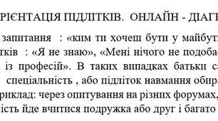 Конспект: профорієнтація підлітків "Онлайн-діагностика"