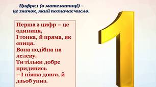 Заняття у вигляді презентації "Знайомство з цифрою 1, орієнтація у часі («вчора», «сьогодні», «завтра»)"