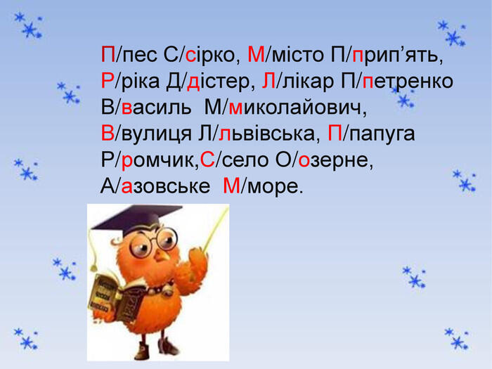 Презентація на тему: "Закріплення вживання великої букви в словах -іменниках".