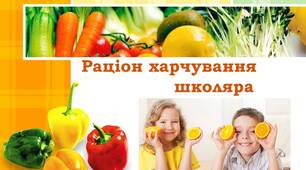 Презентація. Раціон харчування школяра. Правила харчування.