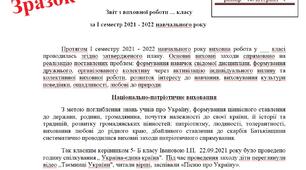 Шаблон звіту з виховної роботи класу