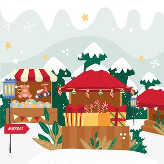 Flat christmas market illustration