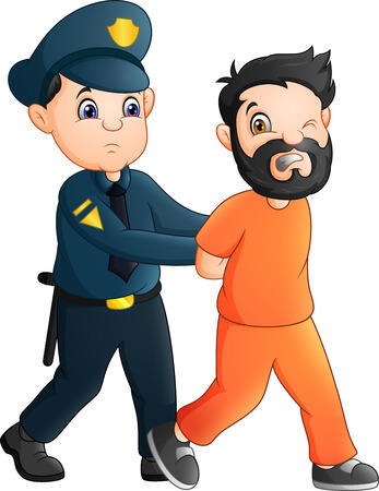 Cartoon Police officer with a prisoner:: موقع تصميمي