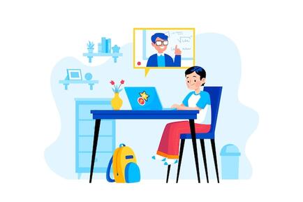 Free vector kids online lessons