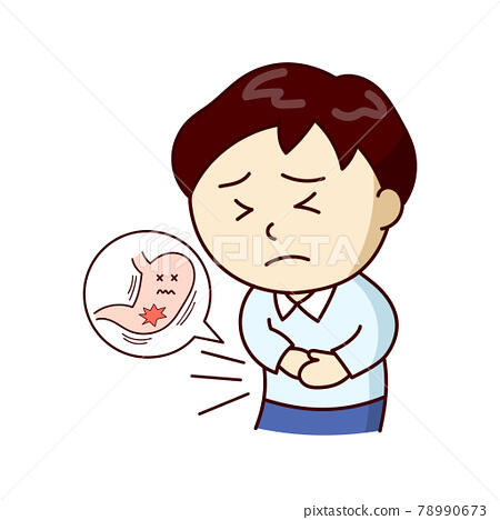 A man who seems to have a stomachache and suffers - Stock Illustration [78990673] - PIXTA