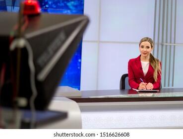 News Anchor Tv Studio Beautiful Girl Stock Photo 1516626605 | Shutterstock