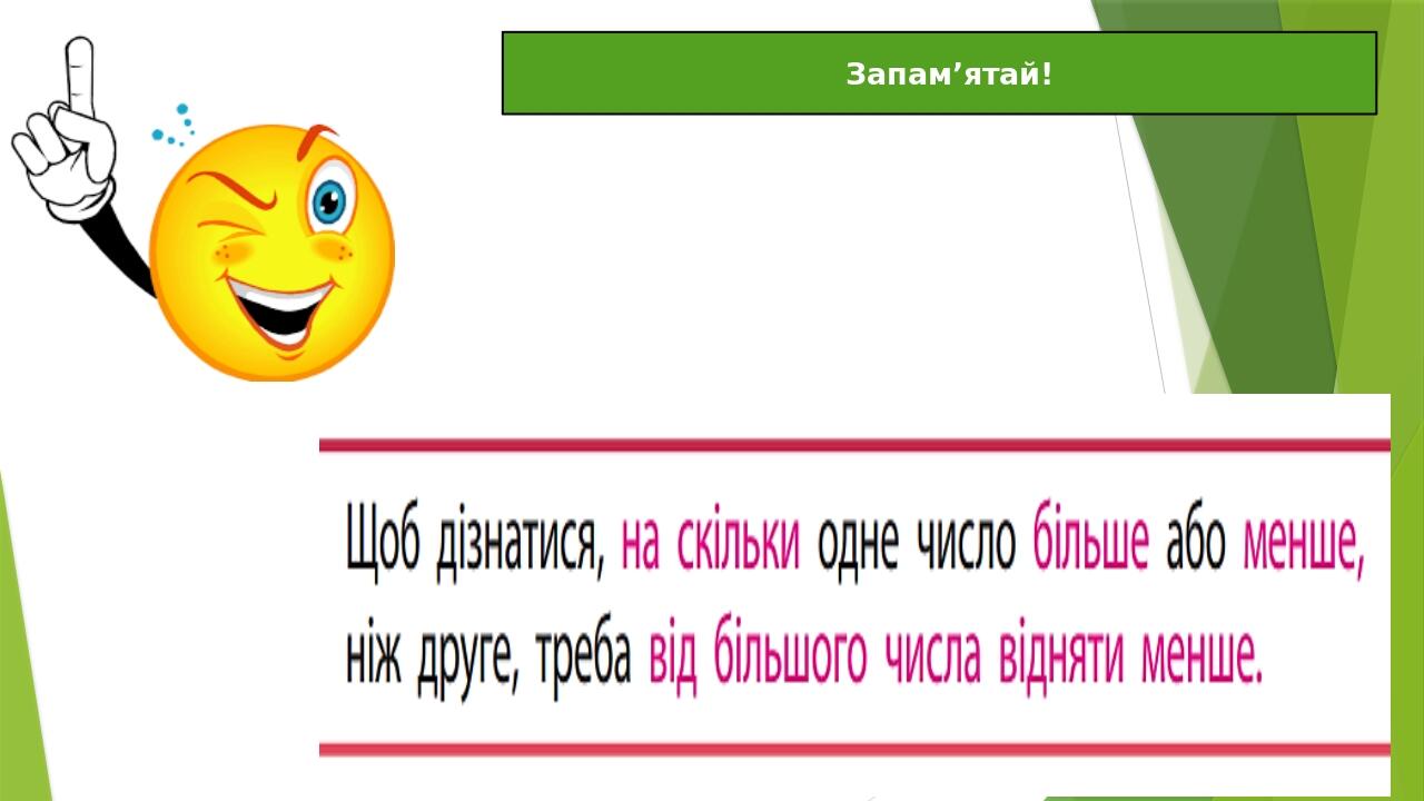 Різницеве порівняння чисел. 1 клас | Презентація. Математика