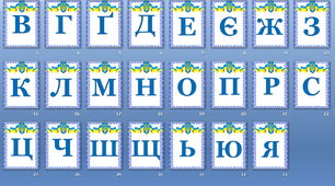 Оформлення напис-розтяжка "Алфавіт" у патріотичному, українському стилі