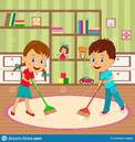 Boy and Girl are Cleaning Room Stock Vector - Illustration of dust, domestic: 125370239