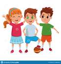 Kids Friends Playing and Smiling Cartoons Stock Vector - Illustration of smile, young: 152902292