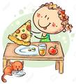 Little Girl Eating Pizza, Having A Snack Or Meal Royalty Free SVG, Cliparts, Vectors, And Stock Illustration. Image 134333663.