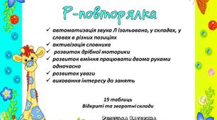 Гра "Р-повторялка" ( логомоторні таблиці)