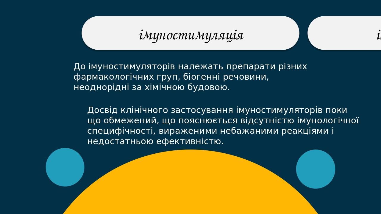 імуностимуляція імуносупресія TOPIC 3 TITLE TOPIC 4 TITLE До імуностимуляторів належать препарати різних фармакологічних груп, біогенні речовини, н...