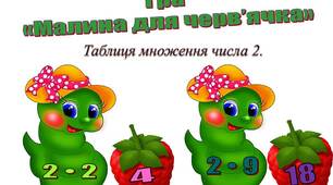 Щоденні 3. Таблиця множення числа 2. Настільна гра "Малина для черв'ячка"