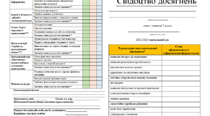 Свідоцтво досягнень - 5 клас - НУШ (до 2024 року) (можливість редагування)