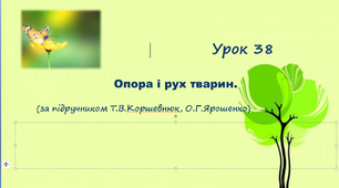 Презентація до уроку. "Опора і рух тварин."  (за підручником Т.В.Коршевнюк, О.Г.Ярошенко)
