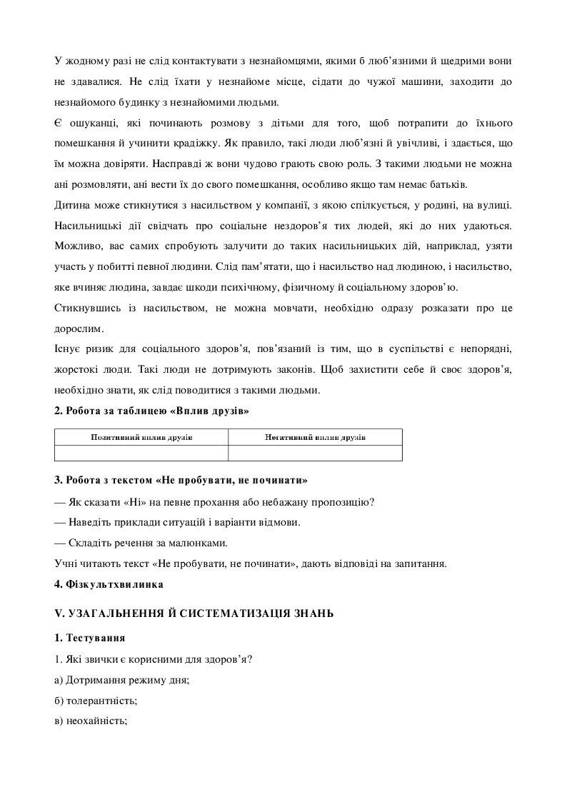 ЯДС, 2 клас. Конспект уроку за темою "Умій сказати "Ні" | Конспект. Я ...